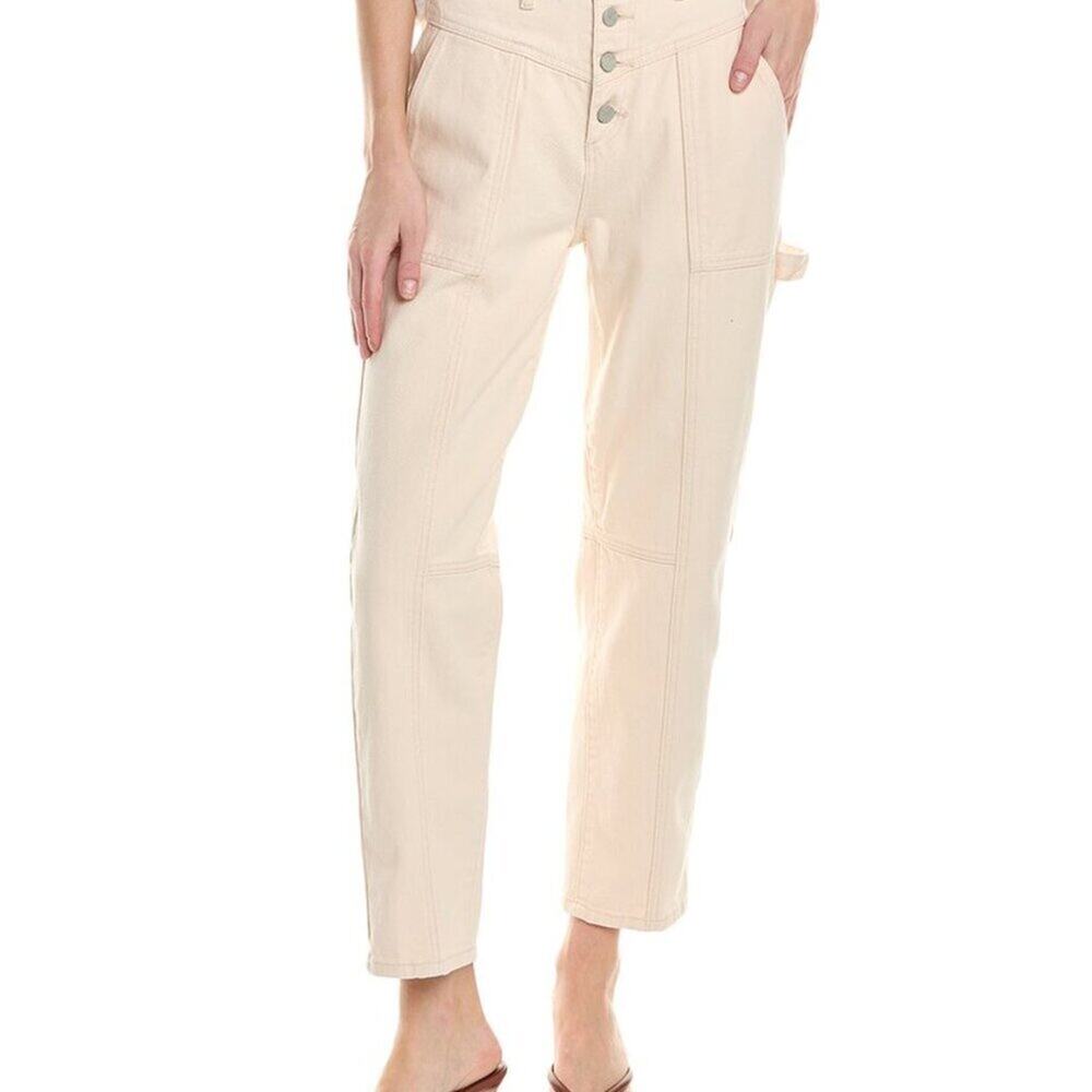 Blank NYC Womens 27 Cream High Rise Button Fly Tapered Denim Jeans NWT - Picture 1 of 9